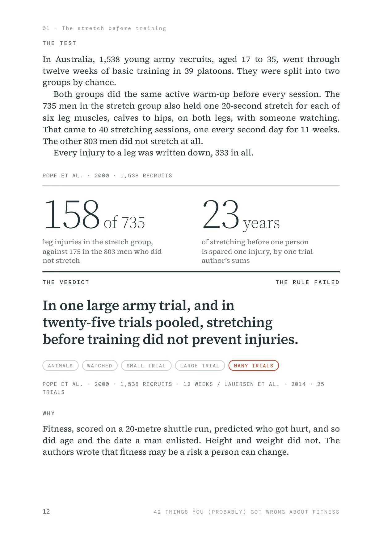 The next page: who was tested and what they did, and the verdict